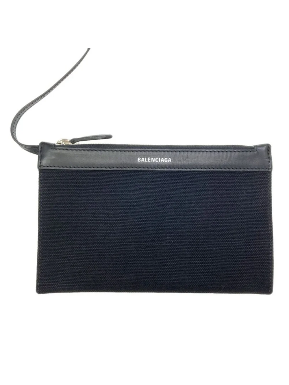 Balenciaga Navy Cabas Handbag Canvas Leather